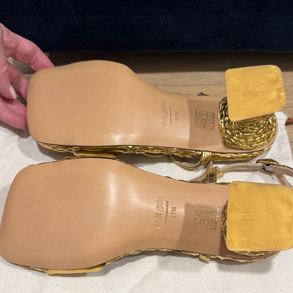 cult gaia Javiera Gold Braided Ankle-Strap Sandals - Picture 13 of 15
